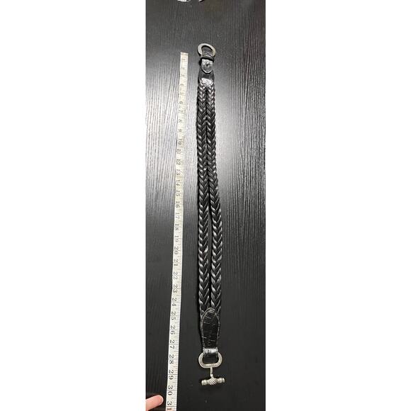 Vintage Y2K Brighton Style Braided Leather Belt with Unique Latching Buckle - Picture 5 of 6